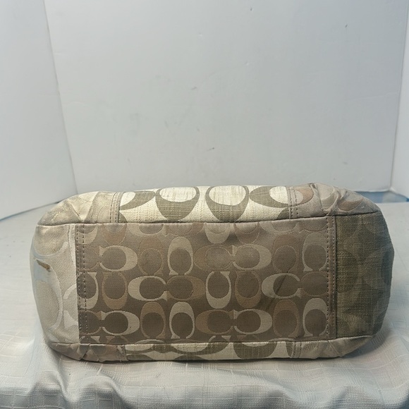 Coach Signature Hobo Bag Canvas Leather Metalic Gold Beige No.C1293-F19195 - Picture 5 of 9